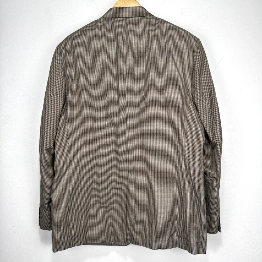 Lauren Ralph Lauren Blazer Sport Coat Men 44R Houndstooth Brown 2 Btn Poly Rayon